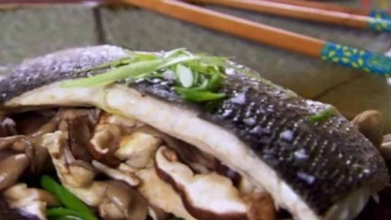Robalo Recheado com Cogumelos