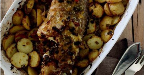 Garoupa Assada com Presunto